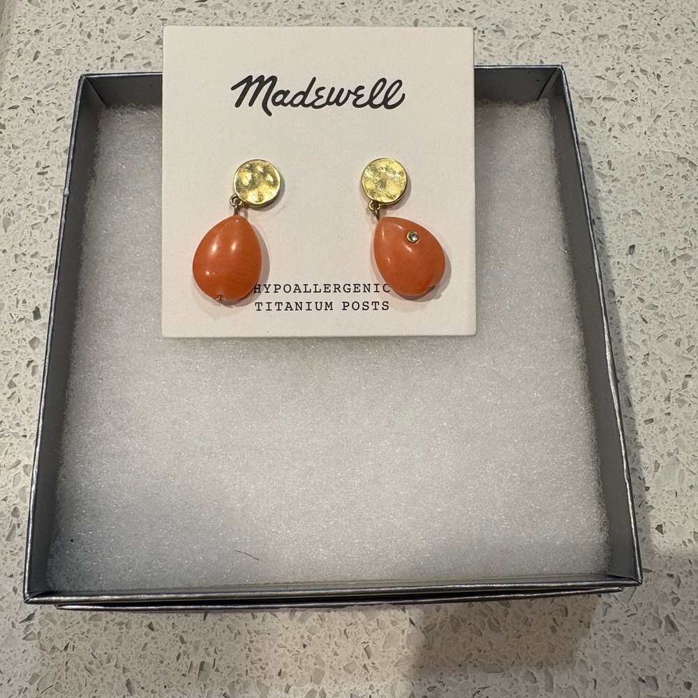 Madewell Gold and Orange Drop Earrings